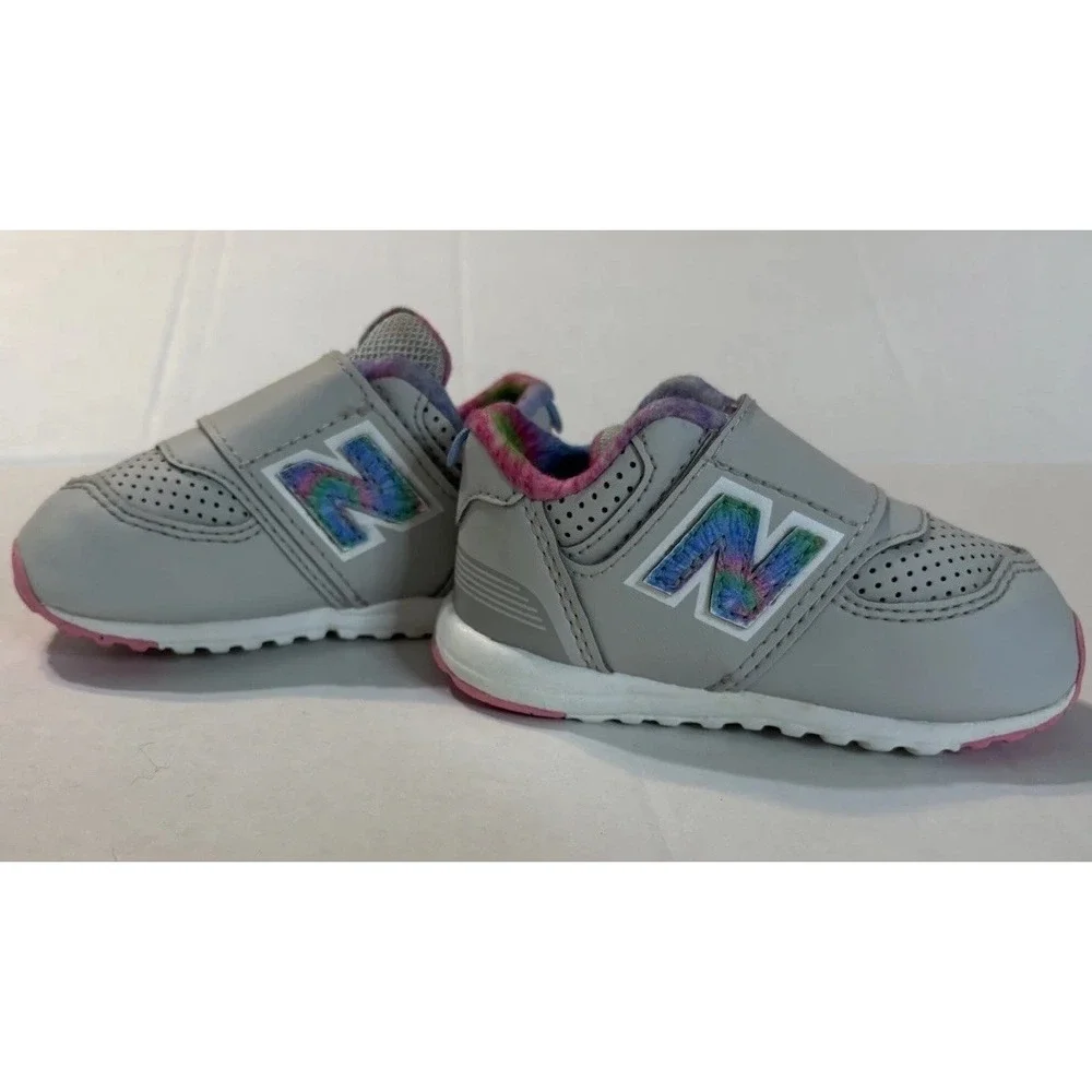 New Balance NW574KL Baby Sneakers Gray Pink Multicolor Hook & Loop US 3.5